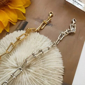 925 Sterling Silver Hardware Chain U Link Bracelet